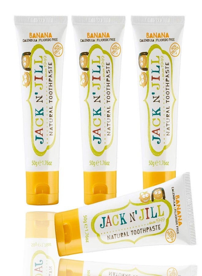 Jack N' Jill Natural Toothpaste for Baby and Infants - Fluoride Free Training Toothpaste, 40% Xylitol, BPA Free - Banana, 1.76 oz (Pack of 4) - Image 1